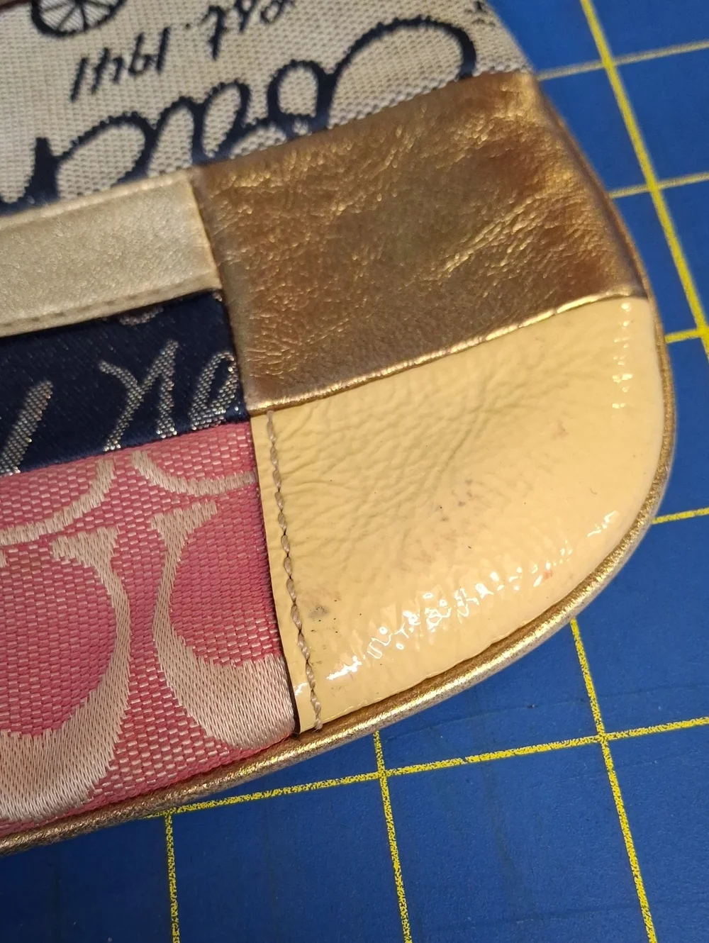 Coach Patchwork Leather & Canvas 8.5x5.5x0.5 Wristlet - Multicolor Preloved